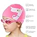 Kids Swim Cap 2 Pack, Silicone Swimming Cap Pink for Girls - Elastic Waterproof Swim Hat for Toddler Age 3-10