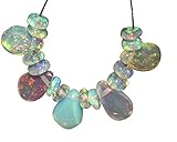 3.25 TCW Natural Ethiopian welo Fire Opal Almonds & Roundel Beads Demi strand 32AA17