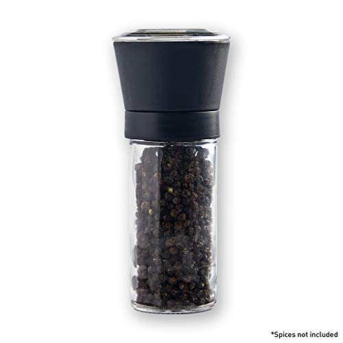 AllSpice Adjustable Black Spice Grinder with 4oz Glass Jar - Thumbnail 6