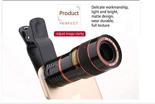Black color 8x Zoom Optical Phone Telescope Portable Mobile Phone Telephoto Camera Lens and Clip for iPhone7 Samsung HTC Huawei LG Sony Etc