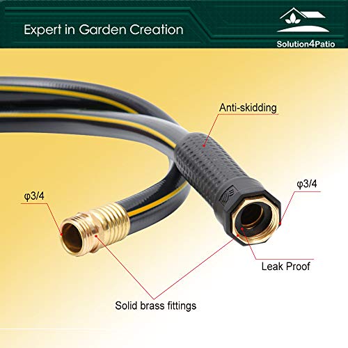 Solution4Patio Homes Garden Hose No Kink 3/4 in. x 100 ft. Black Water