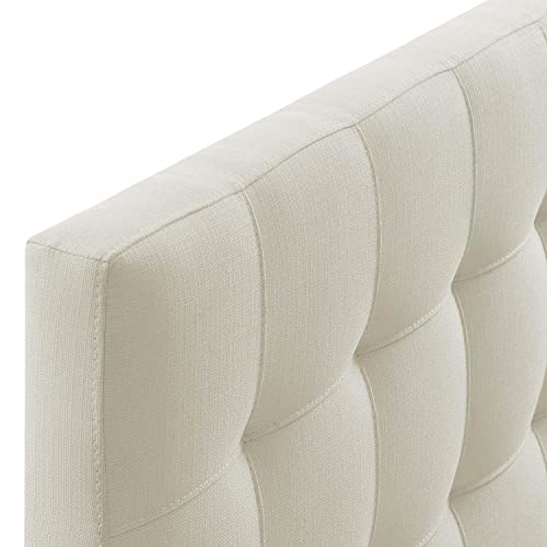 Modway Lily Tufted Linen Fabric Upholstered King Headboard in Ivory