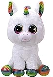 Ty 36859 Pixy, Unicorn with Glitter Eyes Glub Push's, Beanie Boo's, White/Multicoloured, 42 cm