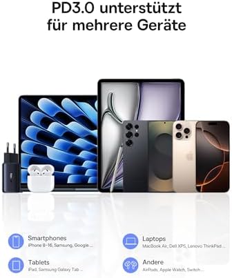 Picogo USB C Ladegerät 67W, Mini 3-Ports USB C Netzteil, PD Ladegerät mit PPS, GaN Schnellladegerät kompatibel mit iPhone 17/16/15/14 Air Pro Max, MacBook Pro/Air, iPad, Laptop,Galaxy S25