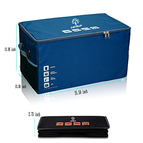 Auto Car Trunk Organizer Foldable Cover Waterproof Non Slip Bottom Cargo Storage Multiple Compartments for Any Car, SUV, Mini-van,Large Capacity 75L，Washable (Black)