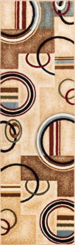 Well Woven Barclay Arcs & Shapes Ivory Modern Geometric Area Rug 2'3" X 7'3" Runner