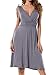Costyleen Women's Modal Cotton Casual Low-cut V-neck Pure Color Above Knee Dress Dark Gray M