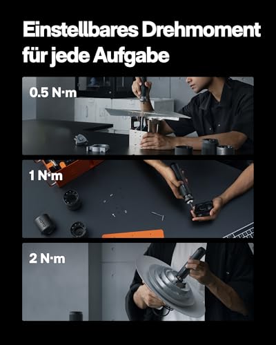 HOTO PixelDrive Electric Screwdriver Set, 30 Bits, USB-C | Intelligent display cordless screwdriver, 6 torque settings (0.5-6 Nm), 1/4 inch, ideal for electronics, home repairs