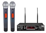innopow 80-Channel Dual UHF Wireless Microphone System,Metal Cordless Mic Set, Long Distance 200-240Ft,16 Hours Continuous Use for Family Party,Church, Karaoke Night (WM-333)