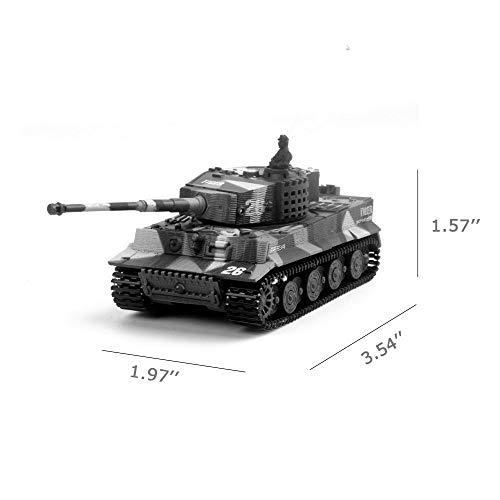 Fun-Here Mini RC Tank with USB Charger Cable Remote Control Panzer Tank 1:72 German Tiger I with Sound, Rotating Turret and Recoil Action When Cannon Artillery Shoots 27MHz(Green) - Thumbnail 2