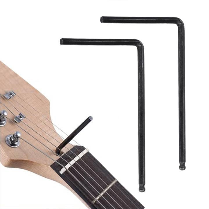 Guitar Wrench, Metal Wrench Tool, 2 Pieces Truss Rod Allen Key 4 mm/5 mm Ball End for Martin Acoustic Guitar Truss Rod Adjustment(Black-4 mm)