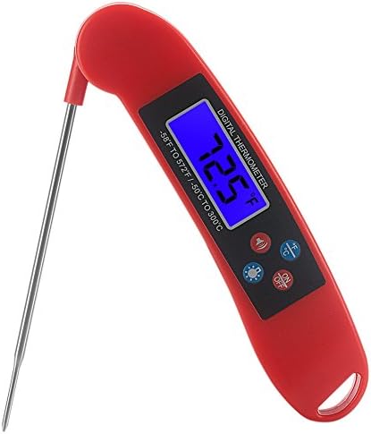 Instant Read Meat Thermometer with Probe, Backlight and Talking Function - Accurate Digital Food Thermometer for Grill, Baking, Cooking and More (Red)