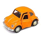 Cute Vintage toy Car for Kids, VW Beetle 1:38 Diecast Play Vehicles Model,Classic Design Style, Lights&Sounds whit Multi-color, Great Gift (Orange)
