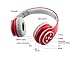 Mokata Kids Headphone Bluetooth Wireless Over Ear Foldable Headset with AUX 3.5mm Jack Cord SD Card Slot, Built-in Mic Microphone for Boys Girls Cell Phones TV PC Game Equipment B06 Red