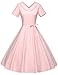 GownTown Women's 1950s Vintage Dresses Bridesmaid Stretchy Swing Dresses with Belt Pink