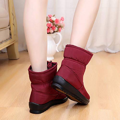 Teresamoon Women's Ladies Winter Waterproof Short Snow Boots Footwear Warm Shoes (Red/40)