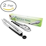 Kitchen Tongs, Amado 12 inches and 9 inches Kitchen Tongs Stainless Steel Kitchen Tongs Lock Design Barbecue Clip Clamp Stainless Steel Food Tongs