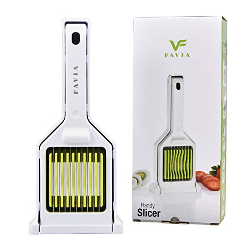 FAVIA Egg Slicer for Hard Boiled Eggs Mushroom Strawberry Cherry Tomato Kiwi Fruit with 9 Stainless Steel Blades Multipurpose Handy Kitchen Gadgets BPA Free Dishwasher Safe (Green)