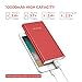 Yoobao Portable Charger 10000mAh Slim Power Bank Powerbank External Cell Phone Battery Backup Charger Battery Pack Dual Input Compatible iPhone 11 X XR Xs Max 8 7 Plus Android Samsung - Bright Red