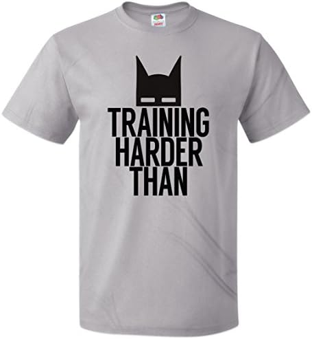 Vice 51 Gym Shirt, “Training Harder Than Batman”, Dark Knight Funny Workout Tee (L)