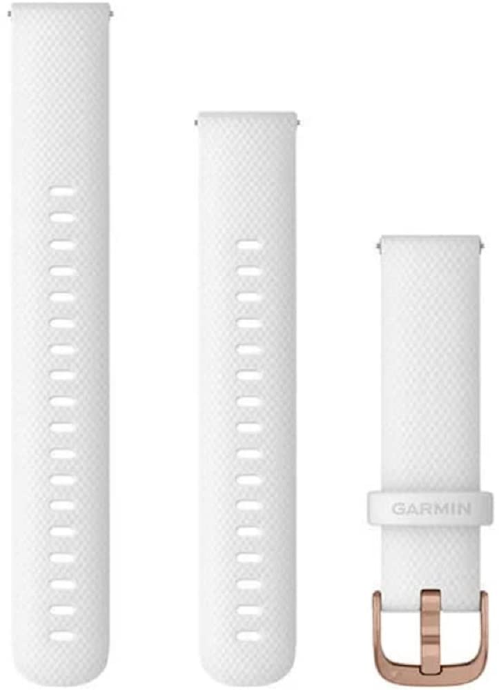 Garmin Quick Release Bands (18mm), suitable for selected Forerunner-,Venu- and vívoactive smartwatch series, Original accessory, Silicone, White with Rose gold Hardware — image 1