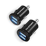 Car Charger [2-Pack] RAVPower 24W 4.8A Mini Dual USB Car Adapter, Compatible with iPhone 11 Pro Max XS Max XR X 8 7 Plus, Ipad Pro Air Mini and Galaxy S9 S8 Plus, Edge Note Series and More (Black)