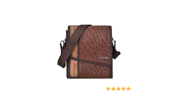 Amazon.com: Cuadra Men's Messenger Bag in Genuine Ostrich Leather Brown
