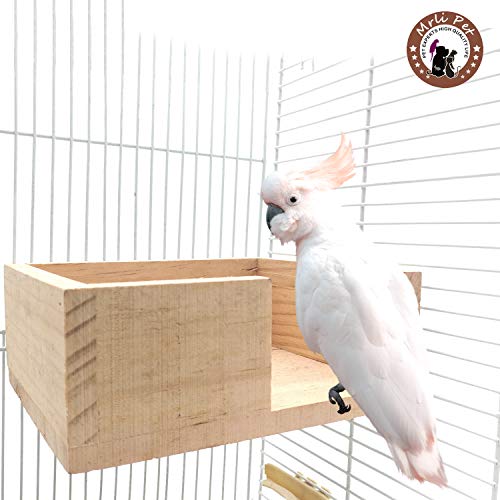 Mrli Pet Bird Cage Platform Wood Perch Stand Corner Desk for Parakeet Parrot Budgie Cockatiel Small Animal Gerbil Hamster Rat