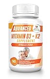 Vitamin D3 with K2 Supplement (Vegetarian) - 90 Capsules of Vitamin D, 5000 IU & Vitamin K (MK 7, 100 mcg) to Support Bones and Heart Health - Advanced