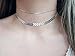 Boosic Double Layer Sequins & Chevron Choker Necklace for Women Silver Tone