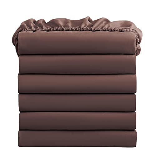 FreshCulture Spannbettlaken für Doppelbett, 6 Stück, tiefe Tasche, weiche Mikrofaser-Bettlaken für Zuhause, Salons, Hotels, nur Spannbettlaken für Dop
