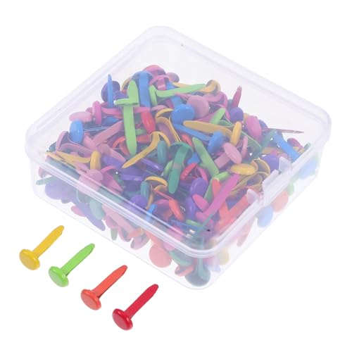 SHINEOFI 200pcs Double Sided Metal Brads for Boys and Girls DIY Crafts Colorful Round Head Fasteners for Scrapbooking and Paper Projects