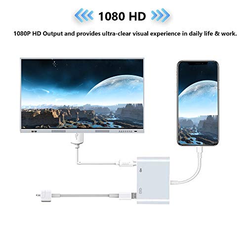 Compatible with iPhone iPad to HDMI Cable, HDMI Adapter Compatible with iPhone, Compatible with iPhone XS/XSmax/XR/X/8/7/6/plus iPad iPod to TV