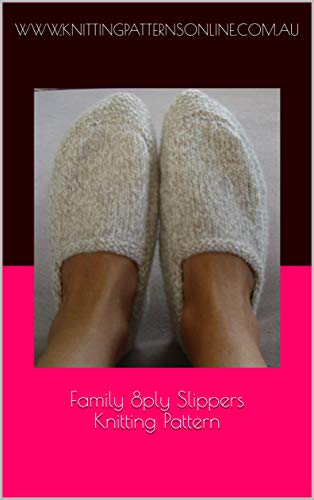Family 8ply slippers knitting pattern - Shay