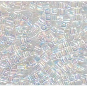 20Gr Clear Rainbow Ab Miyuki 4mm Square Cube Glass Seed Beads