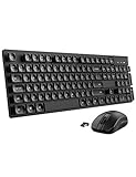 Mpow Wireless Keyboard and Mouse Combo, Ergonomic 104-Key Chiclet Keyboard & Compact Mouse, 2.4G Cordless Keyboard with Nano USB Receiver for PC Desktop Computer Laptop Mac, Long Battery Life