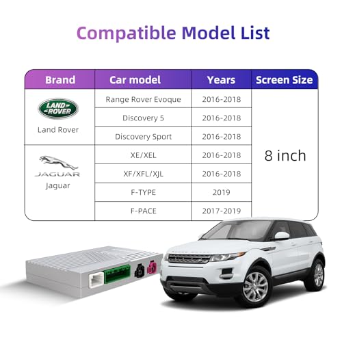 EZoneTronics Wireless CarPlay & Android Auto Set Top Box Kit For Land Rover Jaguar Range Rover Evoque Discovery Sport/5 XE XF F-Type 2016-2019 CarPlay Adapter Plug & Play with SWC WIFI BT Siri GPS