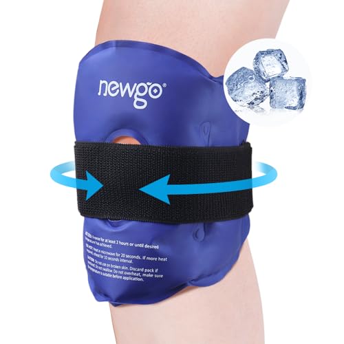 NEWGO Knee Ice Pack Wrap for Sports Injury, Reusable Gel Ice Pack for Knee | Hot & Cold Compress for Post Knee Surgery, Knee Joint Pain, Arthritis, Swelling, Meniscus Tear, ACL