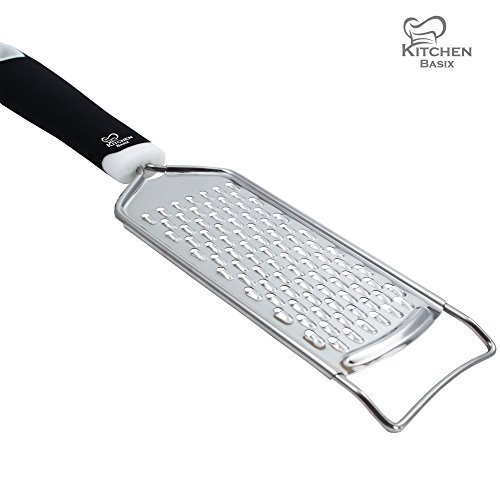 KitchenBasix Cheese Grater & Shredder - Stainless Steel - Razor Sharp Blades - Medium Shred - Ideal Hand Grater for Hard Fruit, Root Vegetables, Nuts, Parmesan Cheese & More!