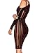 UONBOX Women's Sexy Cold Shoulder Long Sleeves Night Club Strappy Mesh Bandage Dress