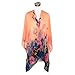 TrendsBlue Elegant Chiffon Floral Sheer Kimono Wrap Cardigan Beach Cover Up, Orange