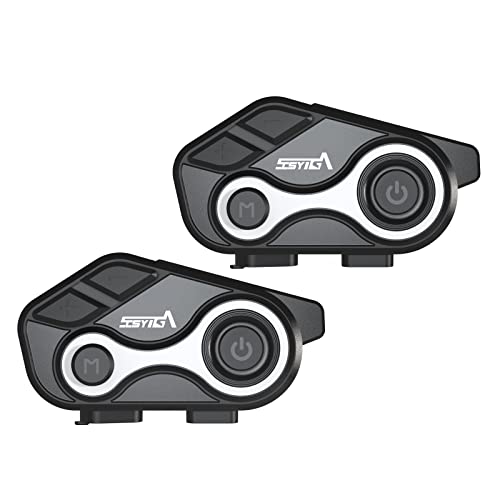 SCSYIGA Motorcycle Helmet Bluetooth Intercom, S-8X Ski Helmet Bluetooth Headset Motorbike Communication Systems, 1000M Up to 2 Riders Universal Intercom With FM, Noise Cancellation, Waterproof(DOU)