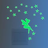 Feskin® 3Pcs Creative Wall Decorative Skin Sticker Glow in the Dark, Light Switch Decor Removable Vinyl Decals, Art Mural Baby Nursery Room - Angel Star
