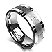 King Will CLASSIC 8mm Comfort Fit Flat Top Brushed Center Tungsten Carbide Ring Grooved Wedding Band