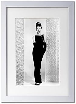 Living Colors Iconic Audrey Hepburn Black Dress A3 Framed Art Print - White Frame - Wall Art Picture - 12 x 16 Inches (30x40CM)