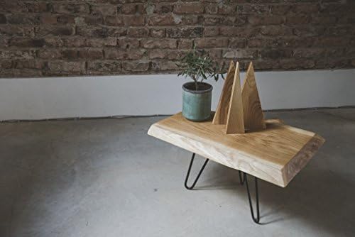 Coffee Oak Table. Steel legs with Live Edge Top from Oak. End Table from Reclaimed Wood - Perfect for a Living Room. Rustic Country Furniture - Modern Home Decor