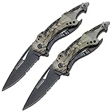 TAC Force TF-705GC Assisted Opening Tactical Folding Knife, Black Half-Serrated Blade, Grey Camo Handle, 4-1/2-Inch Closed, Grey Camo (2-Pack)