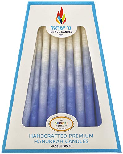 Chanukah Candles 45 Hanukkah Candles Decorative Blue, Light Blue, White - Hand Made in Israel - Thumbnail 2