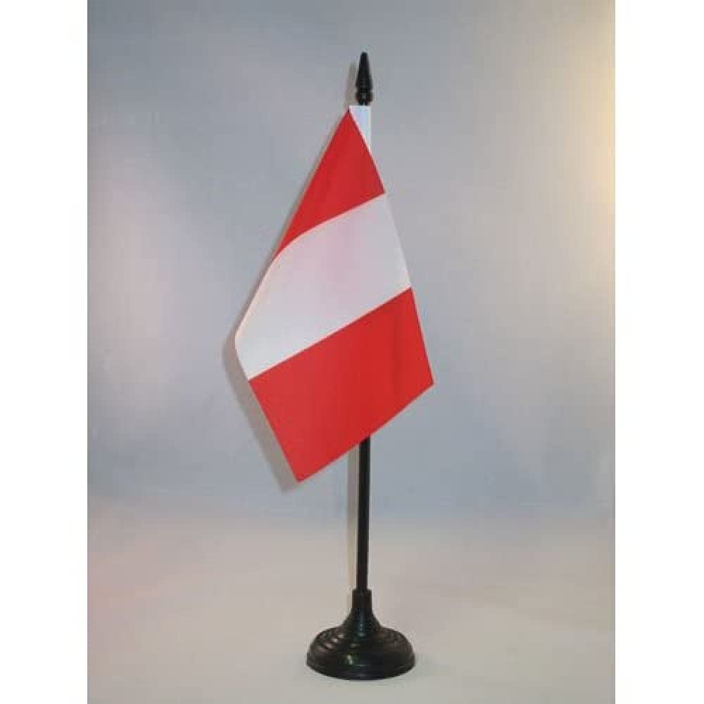 AZ FLAG - Peru without arms Table Flag 4'' x 6'' - Peruan civil Office Mini Banner 100% Polyester 15 x 10 cm - Mini Desk Flag with 10'' Pole and Black Plastic Base
