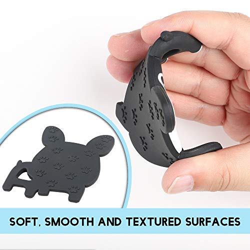 AmazingM Teething Pain Relief Toy with Pacifier Clip Holder Set for Newborn Babies,Food Grade BPA Free Silicone Teether,Freezer Safe,Neutral Baby Shower Gift for Boy and Girl(Puppy)